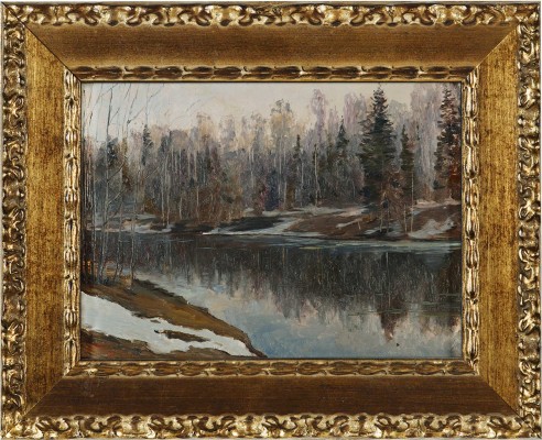 Морозов Константин Феофанович. Весенний пейзаж у реки 